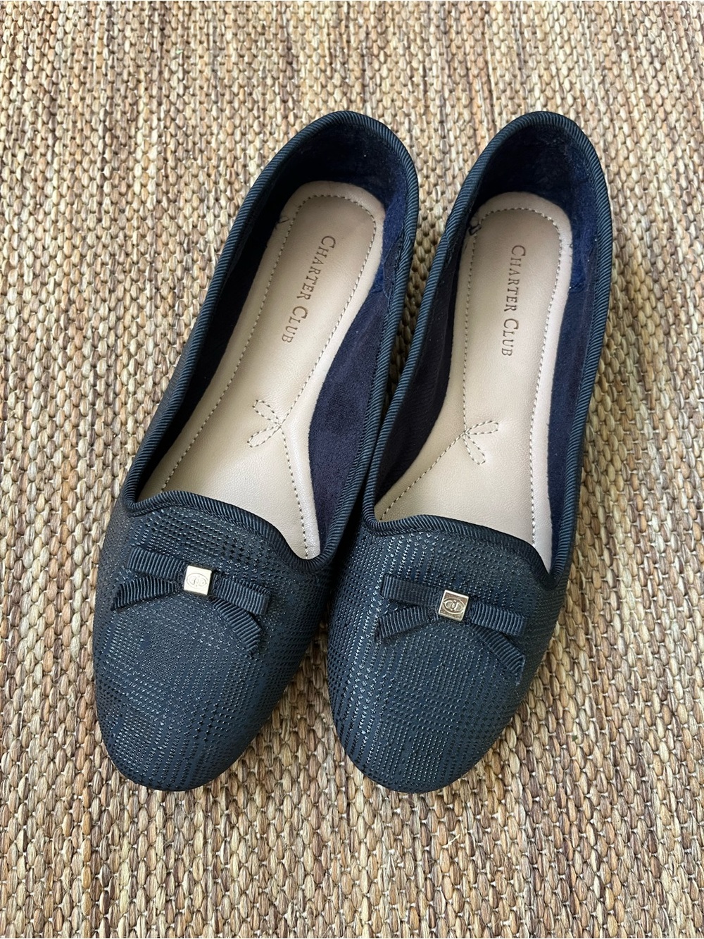 Charter Club Navy Blue Women's Bow-Accent Loafers
